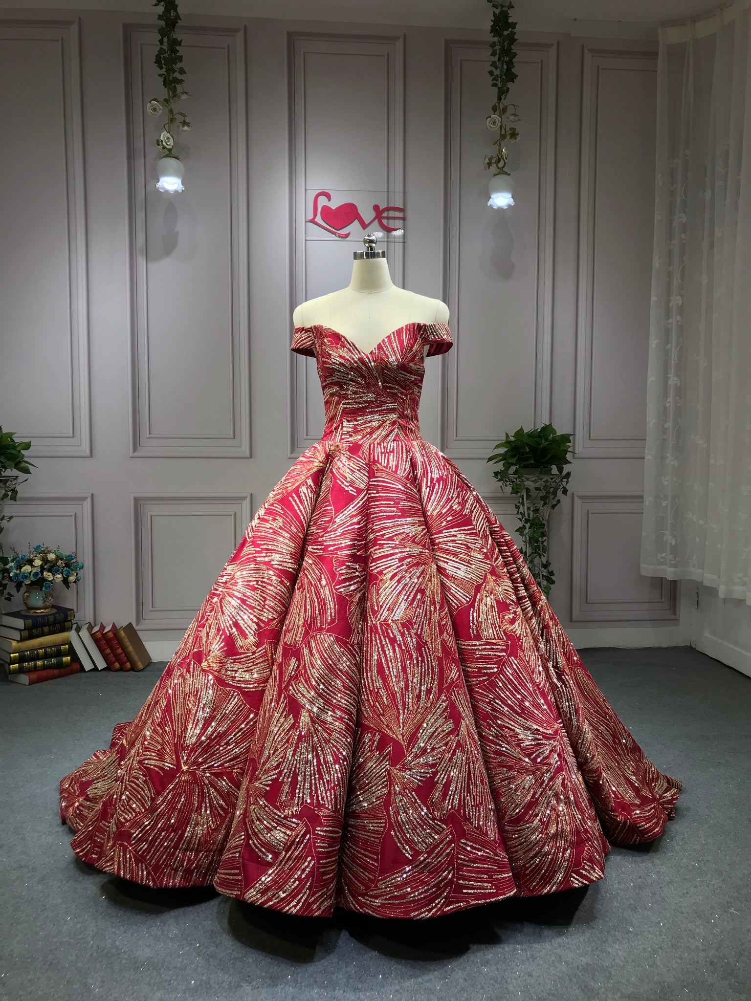 Princess Off-the-Shoulder Gold Sequins Prom Dress Ball Gown DTP736 –  DressTok.co.uk